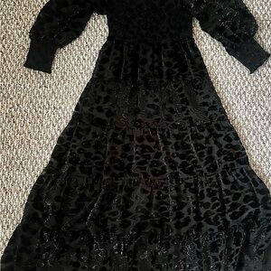 Alice + Olivia Black Leopard Print Dress